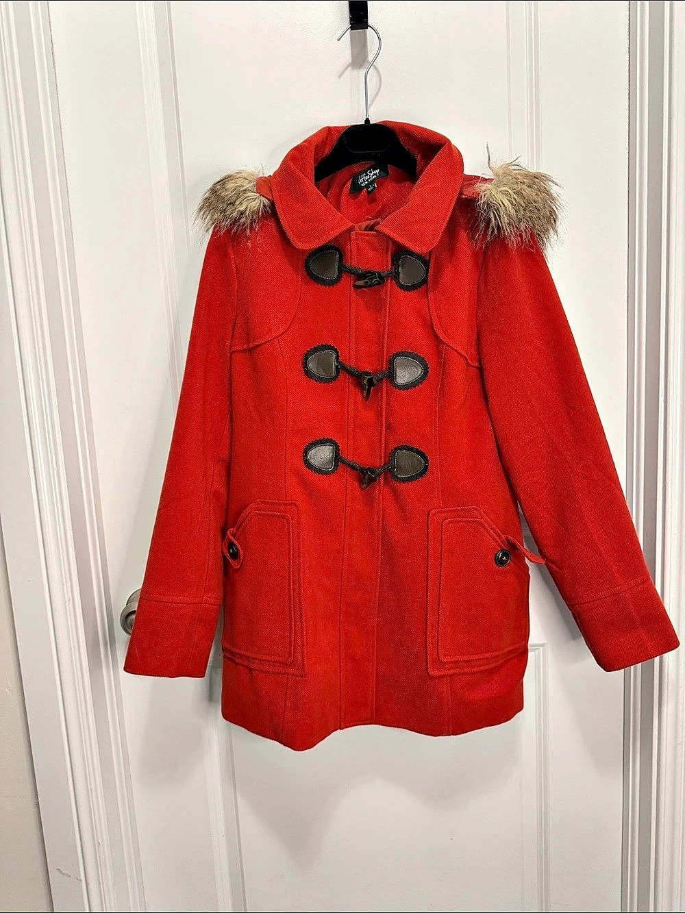Coffe Shop Women's Burn Orange Hooded Toggle Coat Like New